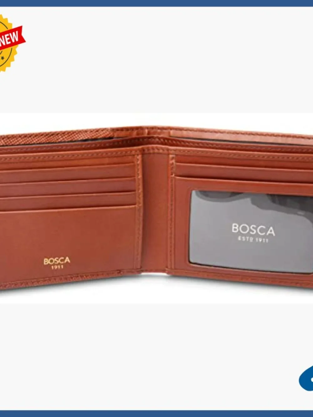 Leather Bi-Fold Wallet with RFID Blocking, 5 Card Slots, ID Window